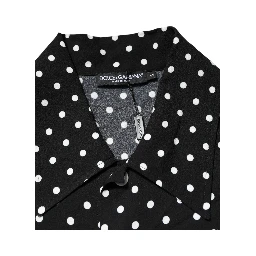 Black Polka Dot Short Sleeves Collared Polo T-shirt