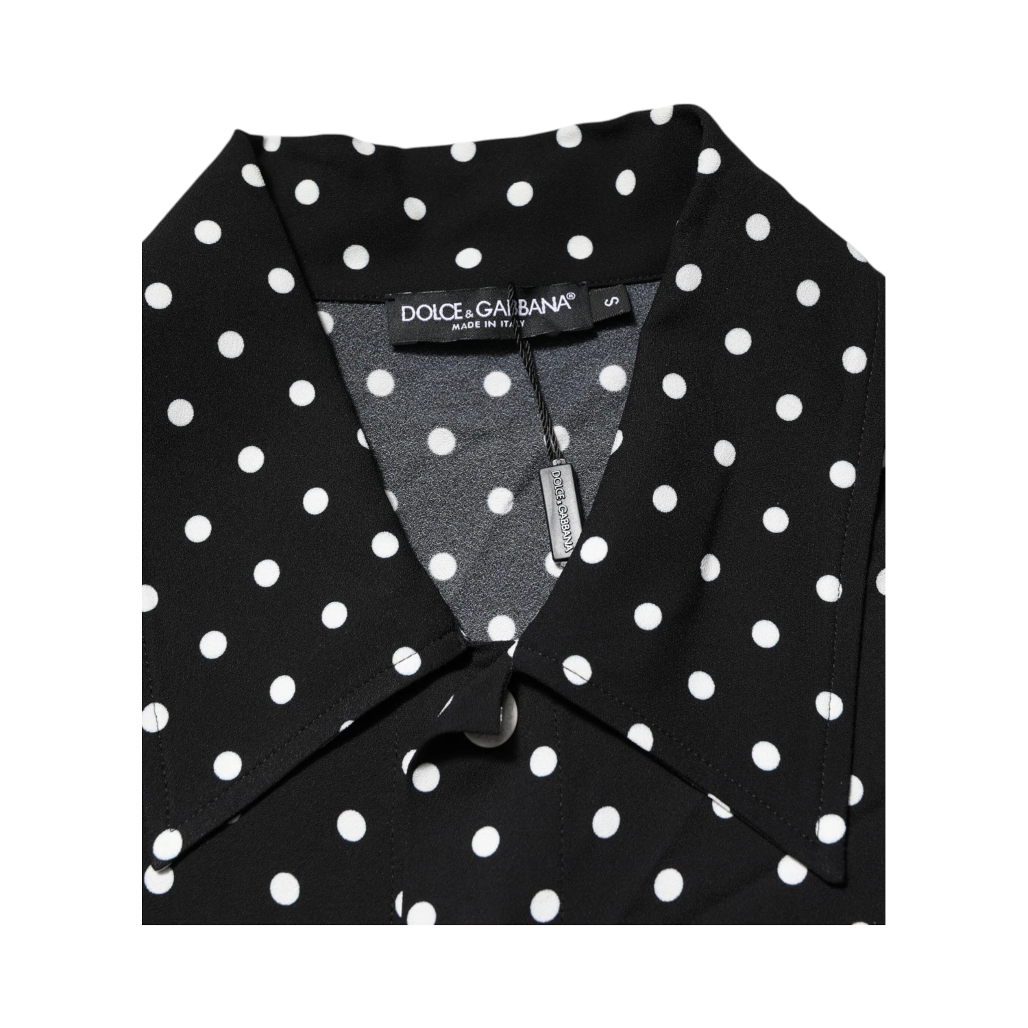 Black Polka Dot Short Sleeves Collared Polo T-shirt