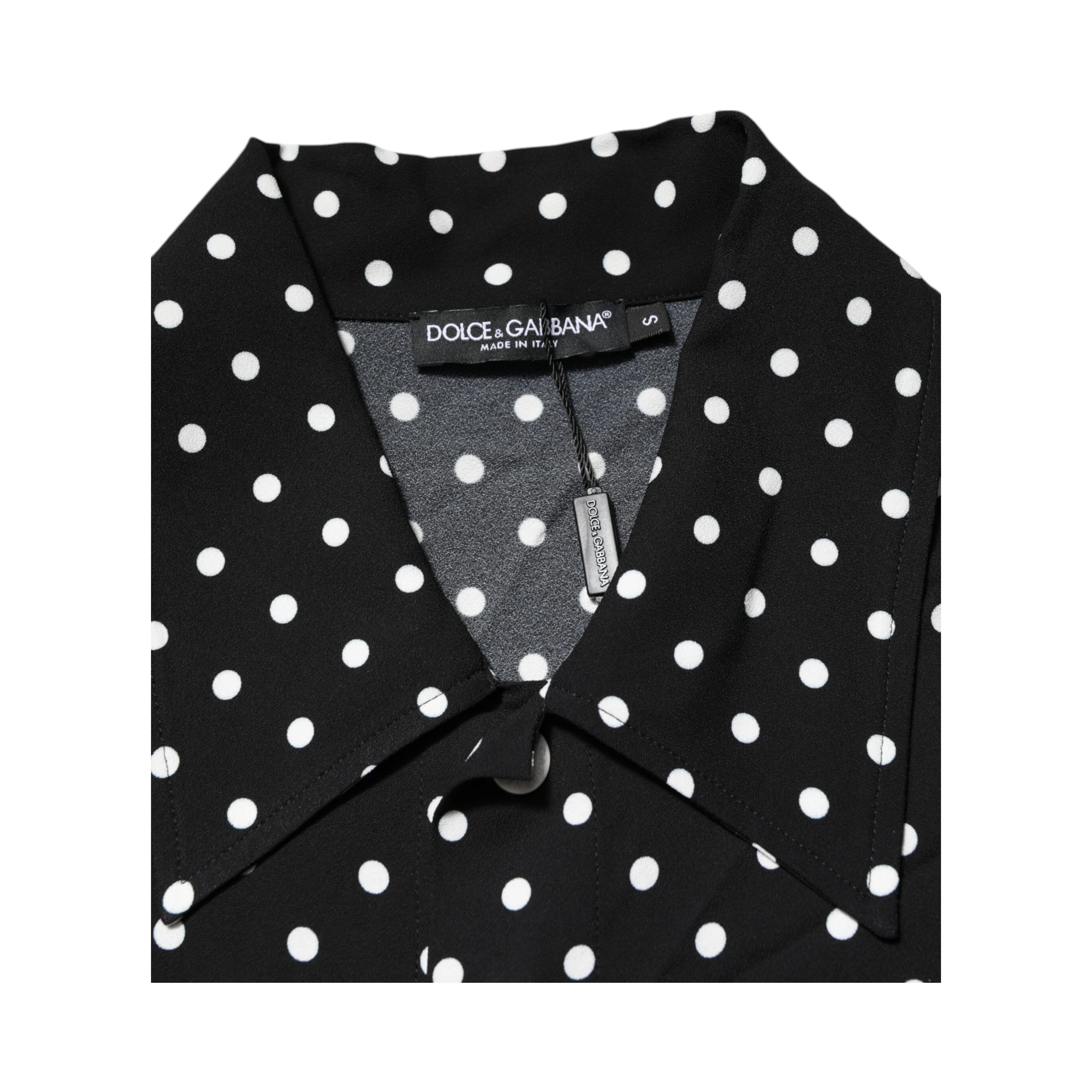 Black Polka Dot Short Sleeves Collared Polo T-shirt