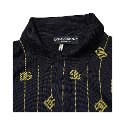 Black Logo Jacquard Knitted Polo Shirt T-shirt