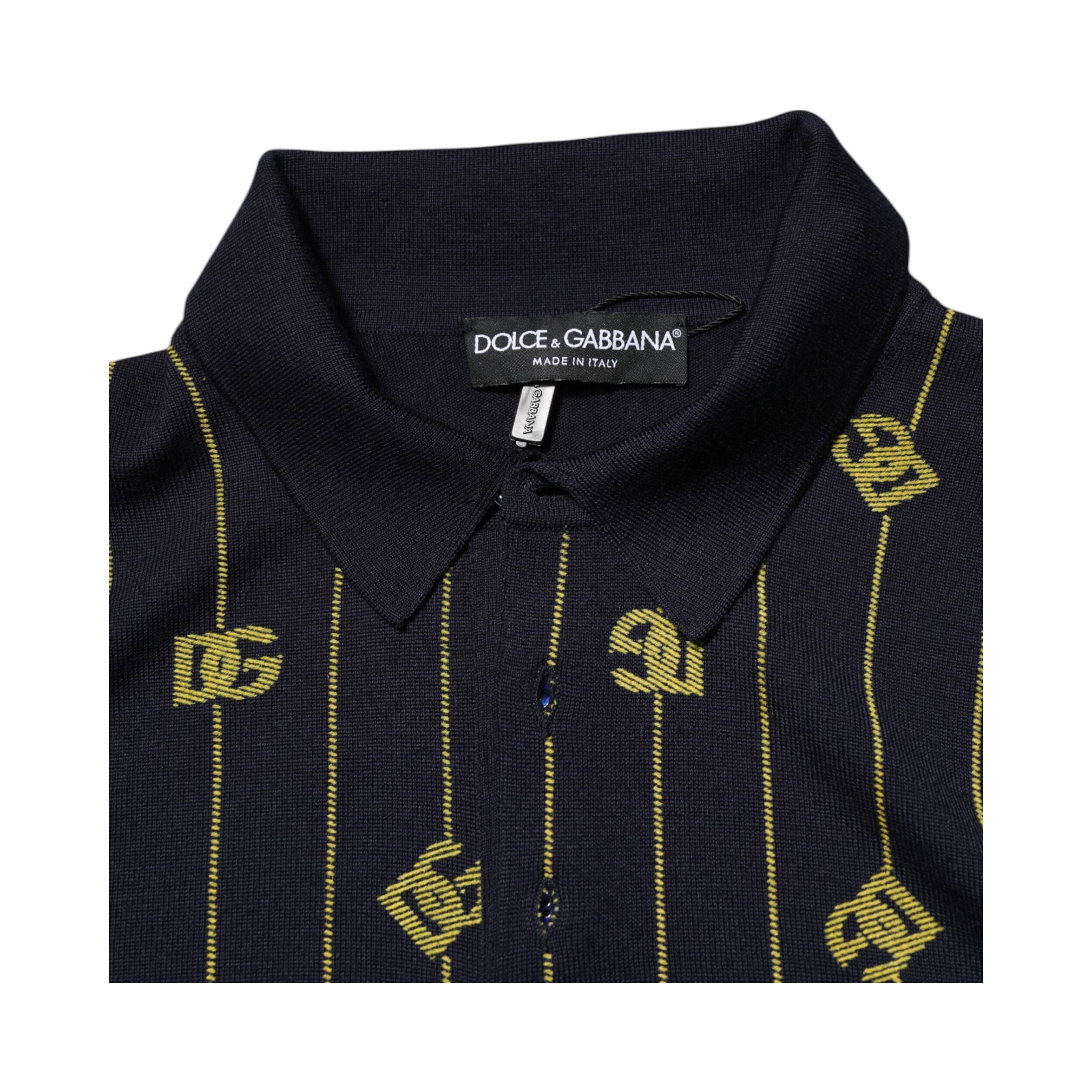 Black Logo Jacquard Knitted Polo Shirt T-shirt