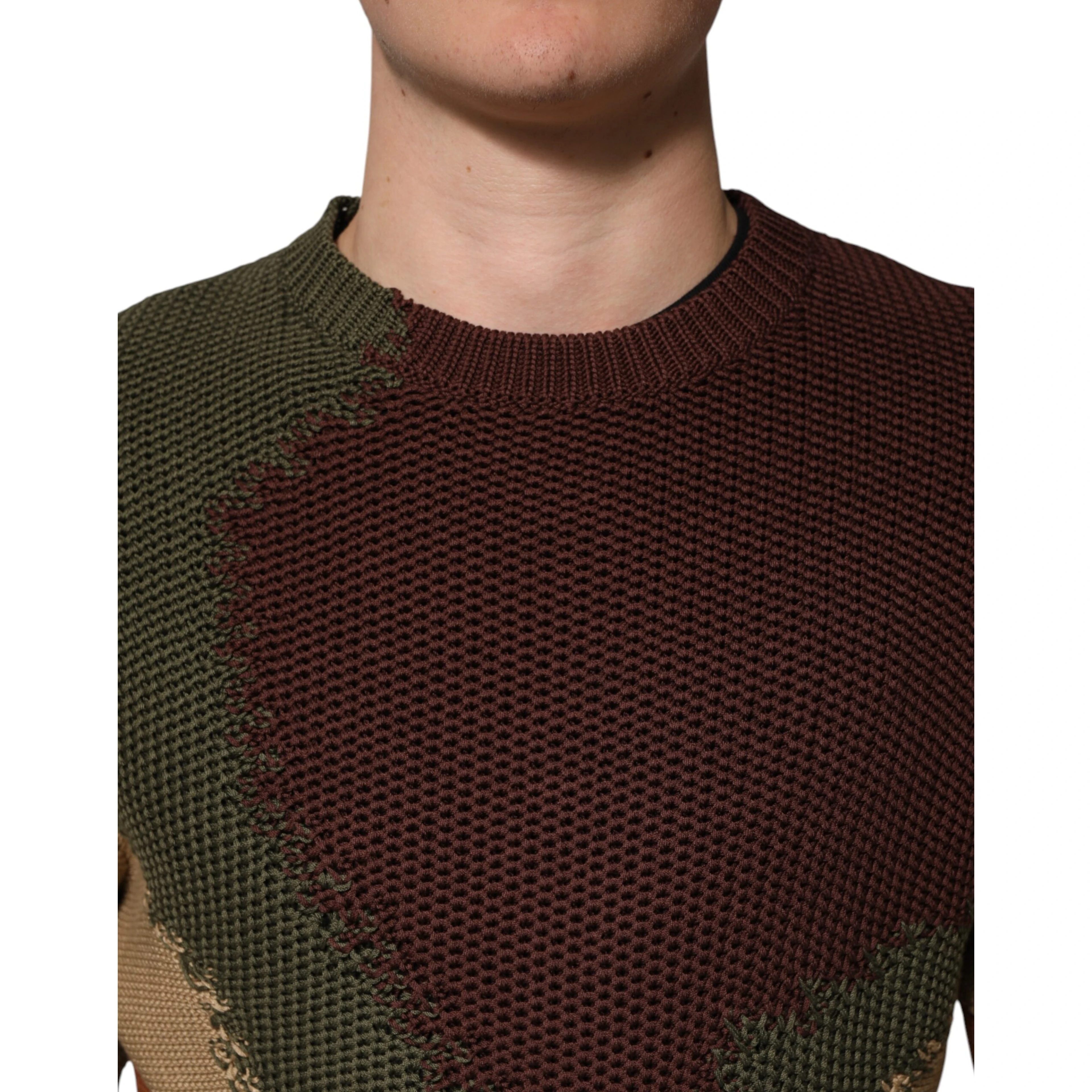 Multicolor Cotton Abstract Men Pullover Sweater