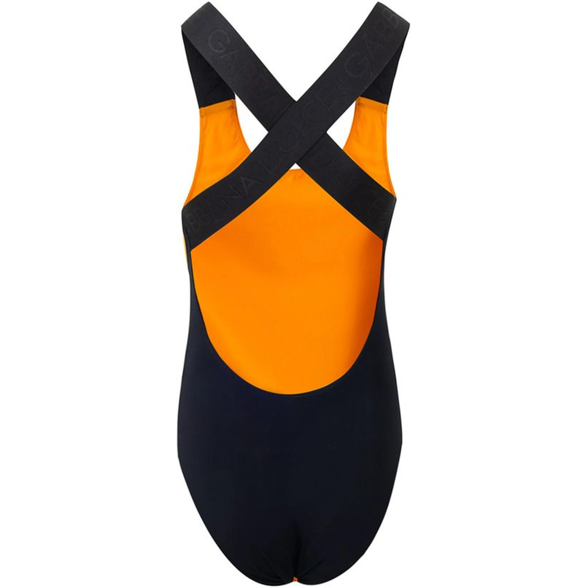 Orange Polyester One-Piece Swimsuit