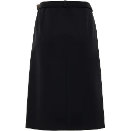 Black Wool Midi Skirt