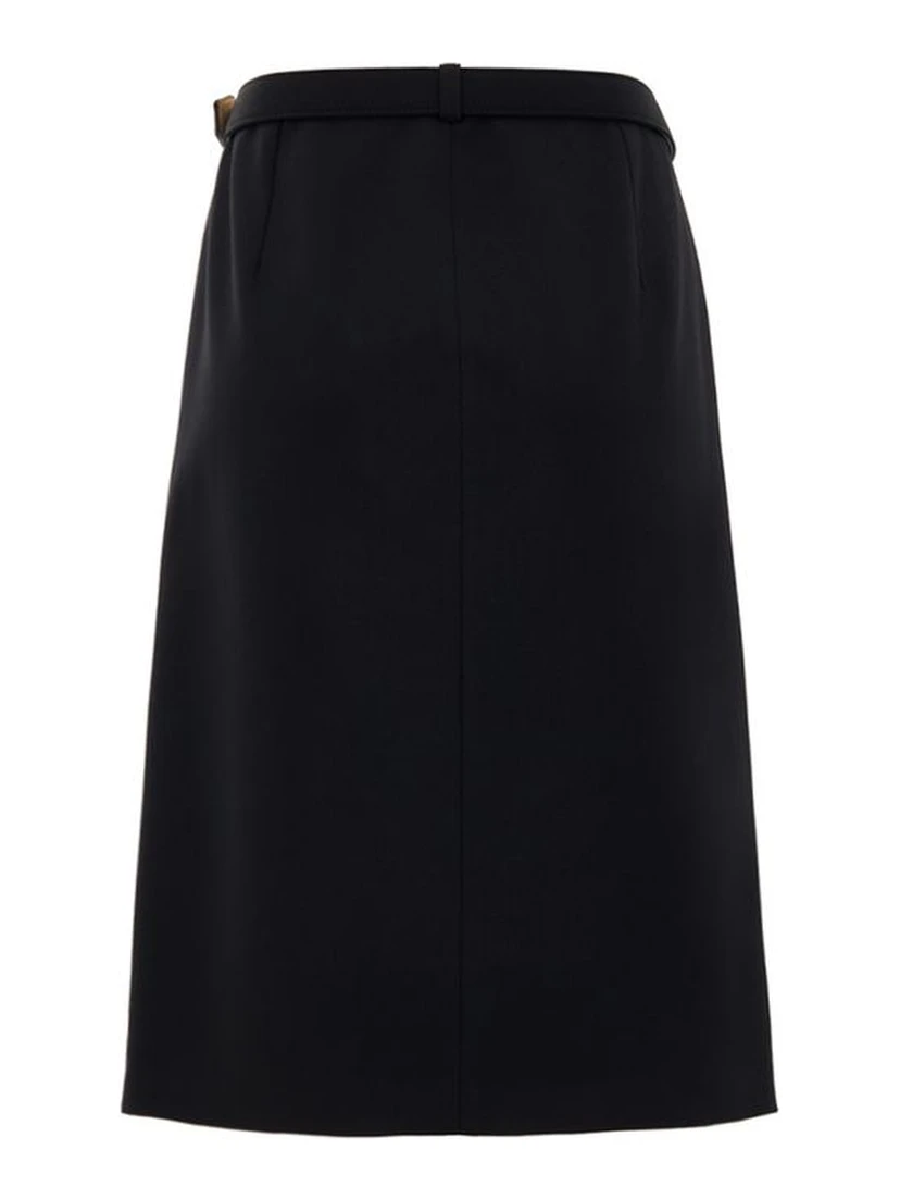 Black Wool Midi Skirt