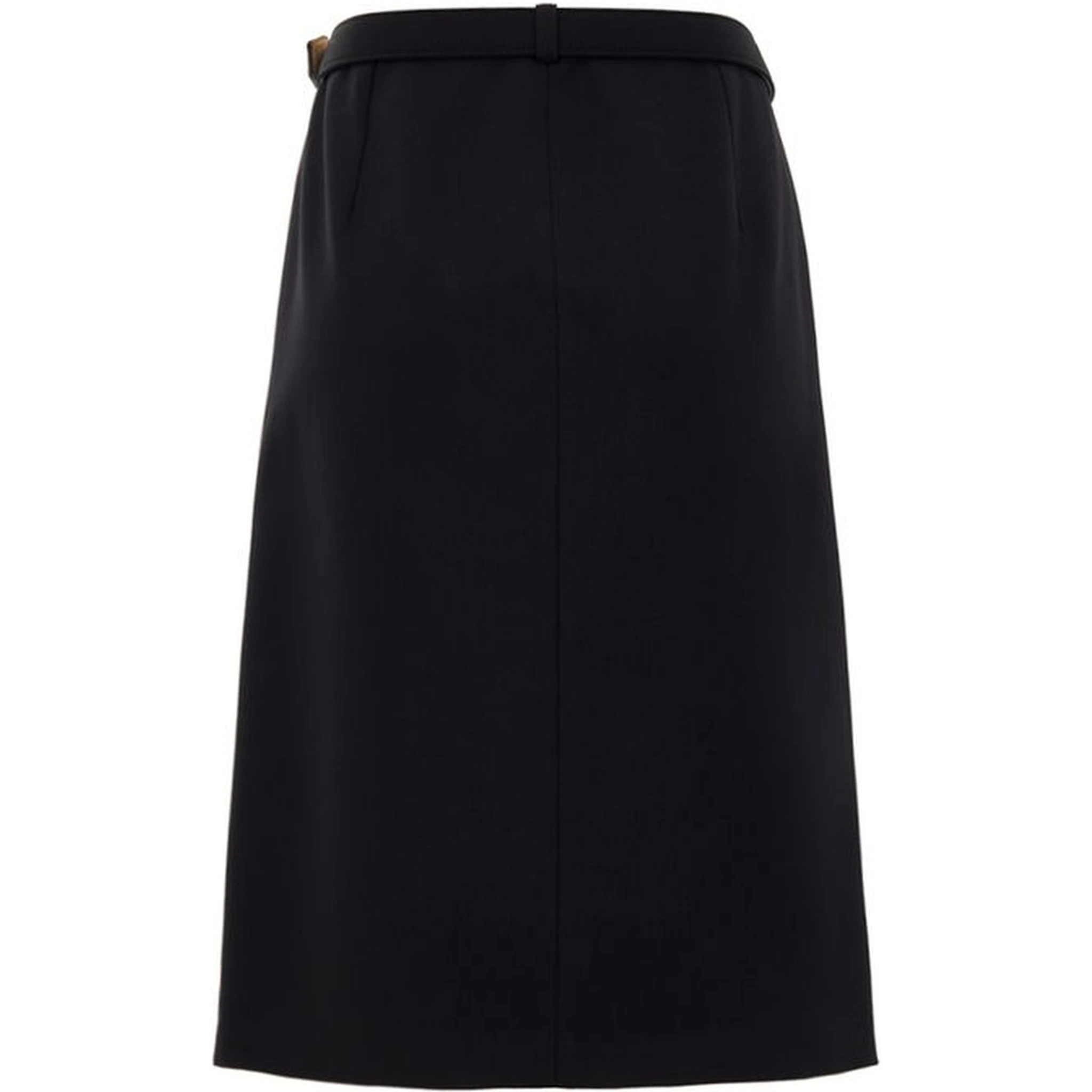 Black Wool Midi Skirt