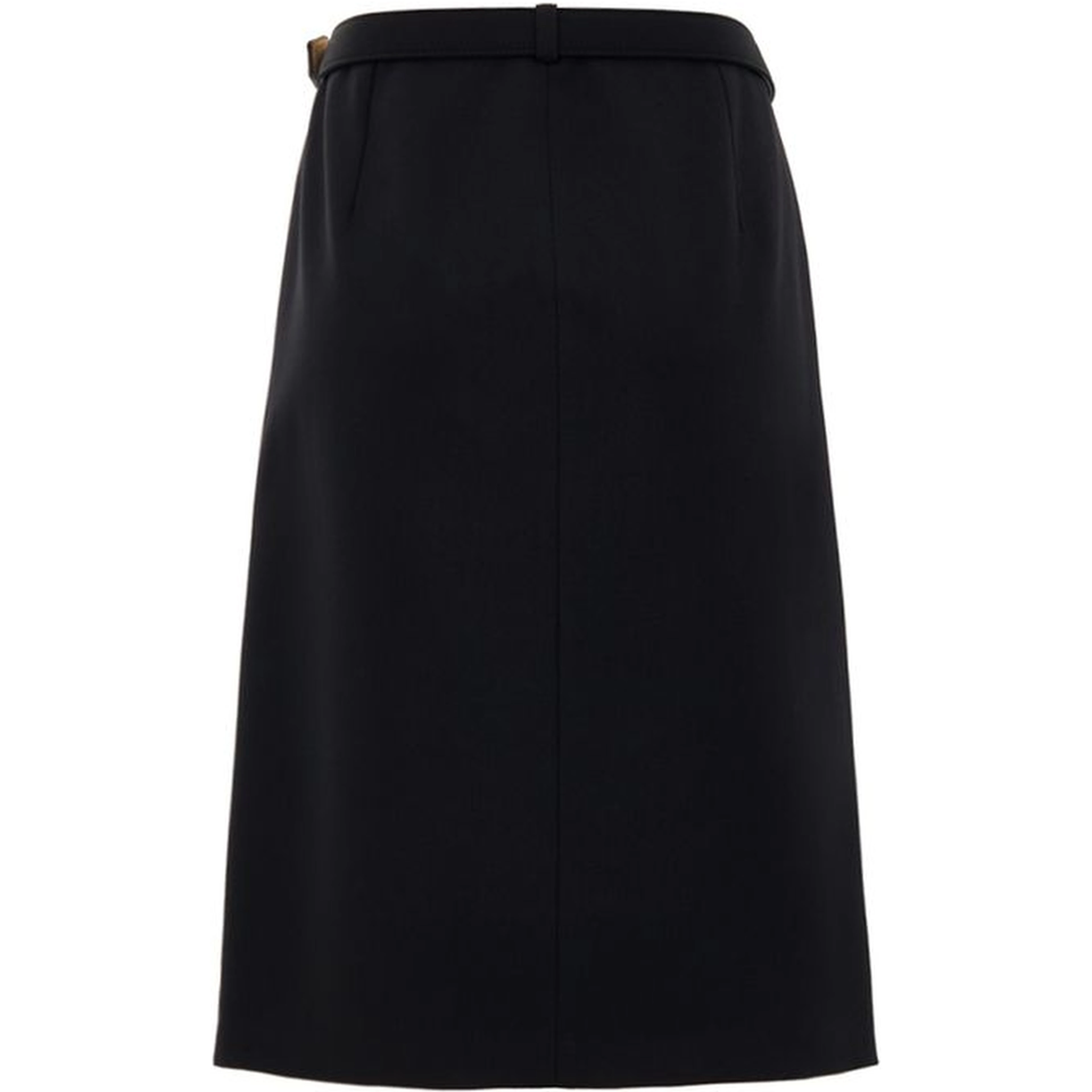 Black Wool Midi Skirt