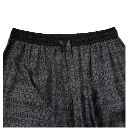 Gray Black Silk DG Logo Men Bermuda Shorts