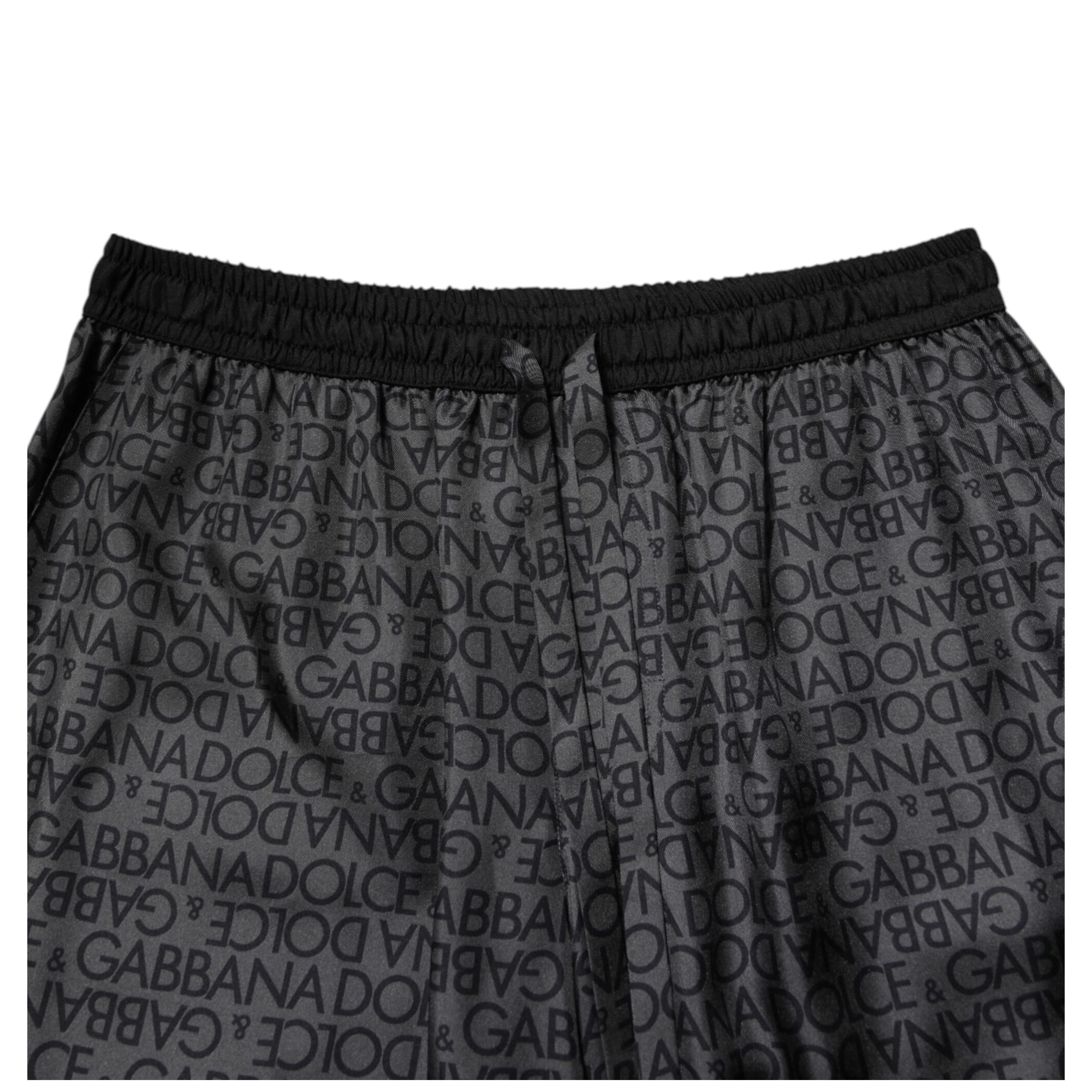 Gray Black Silk DG Logo Men Bermuda Shorts
