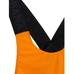 Orange Polyester One-Piece Swimsuit
