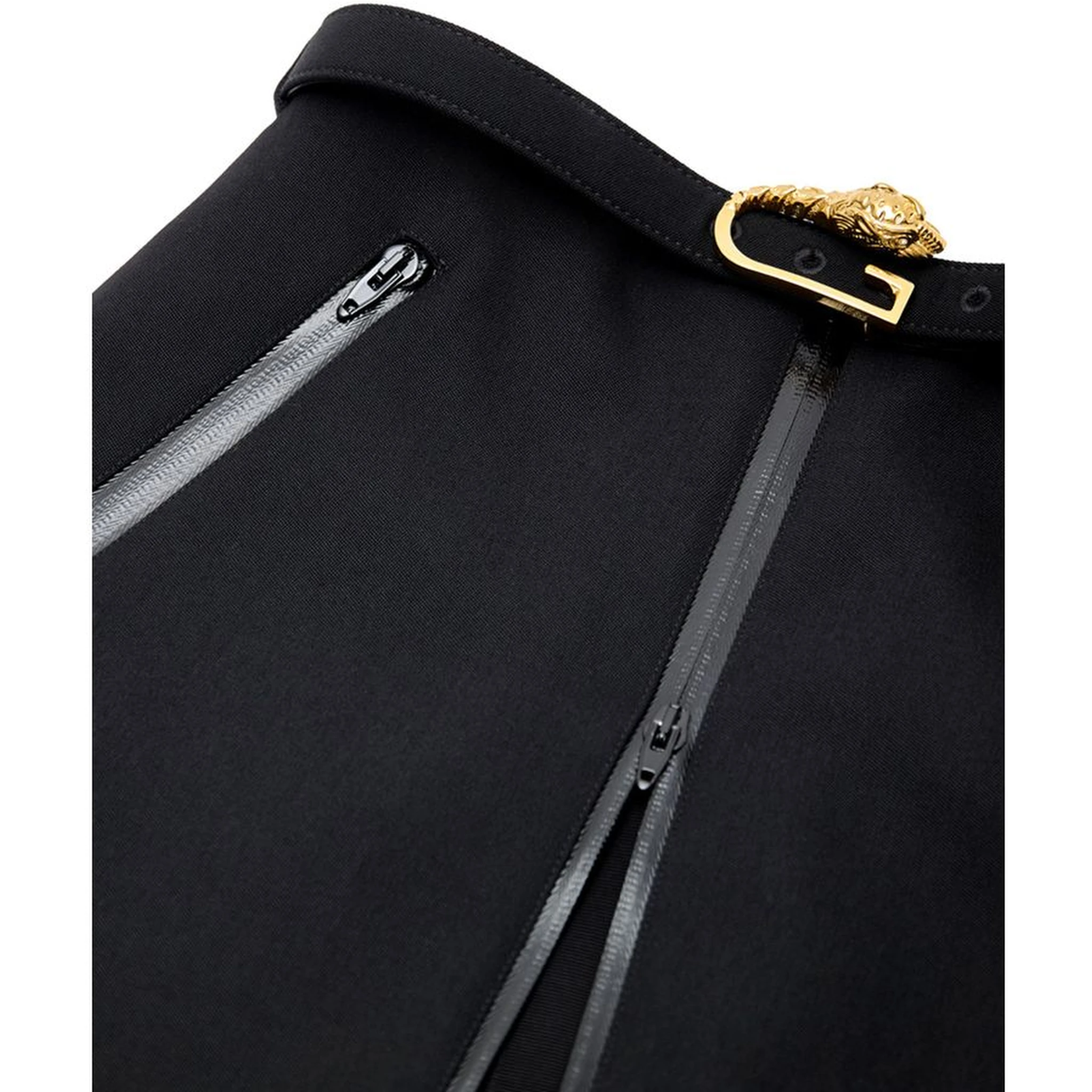 Black Wool Midi Skirt