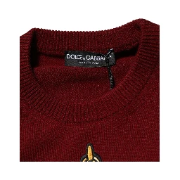 Burgundy Cashmere Lion Crest Pullover Sweater