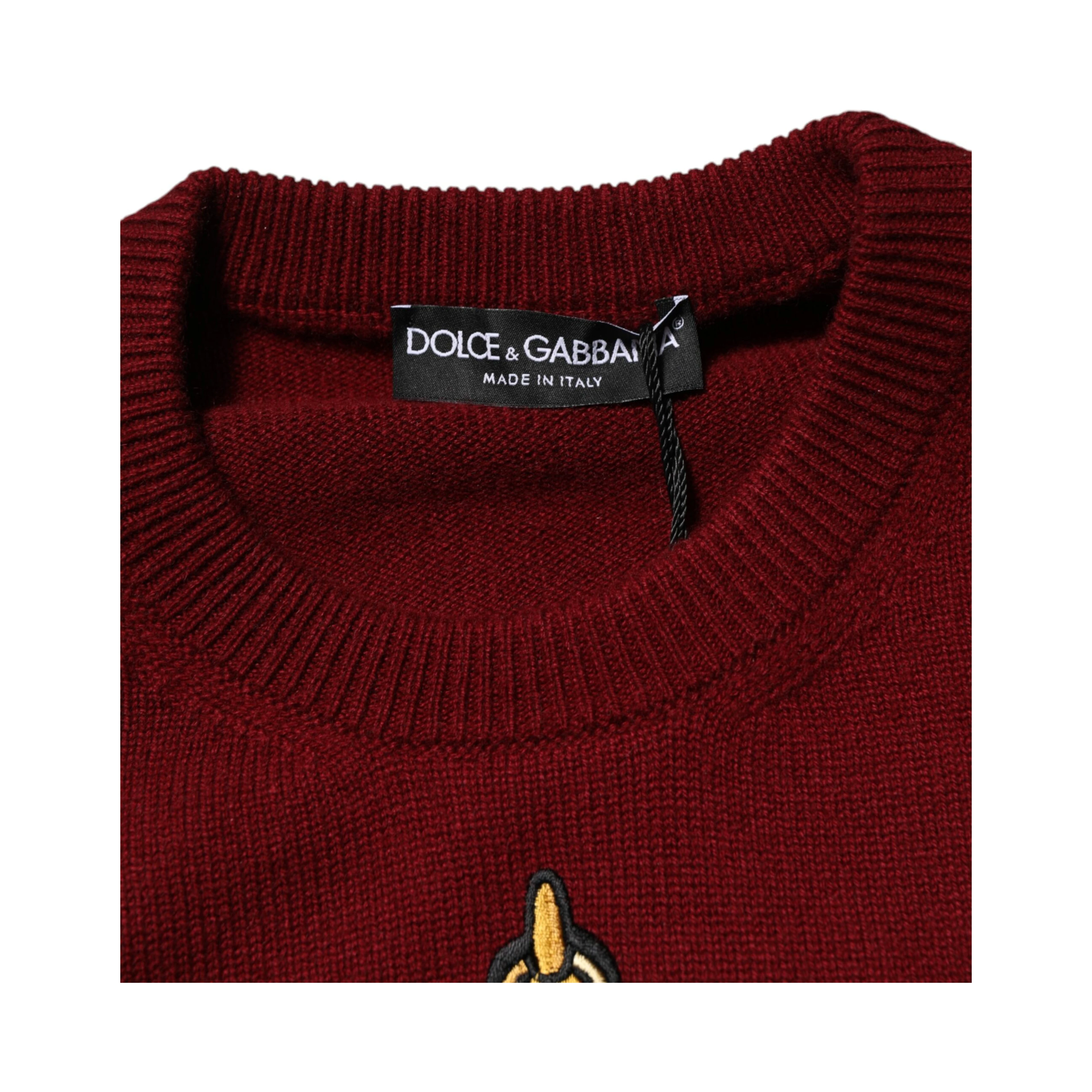 Burgundy Cashmere Lion Crest Pullover Sweater