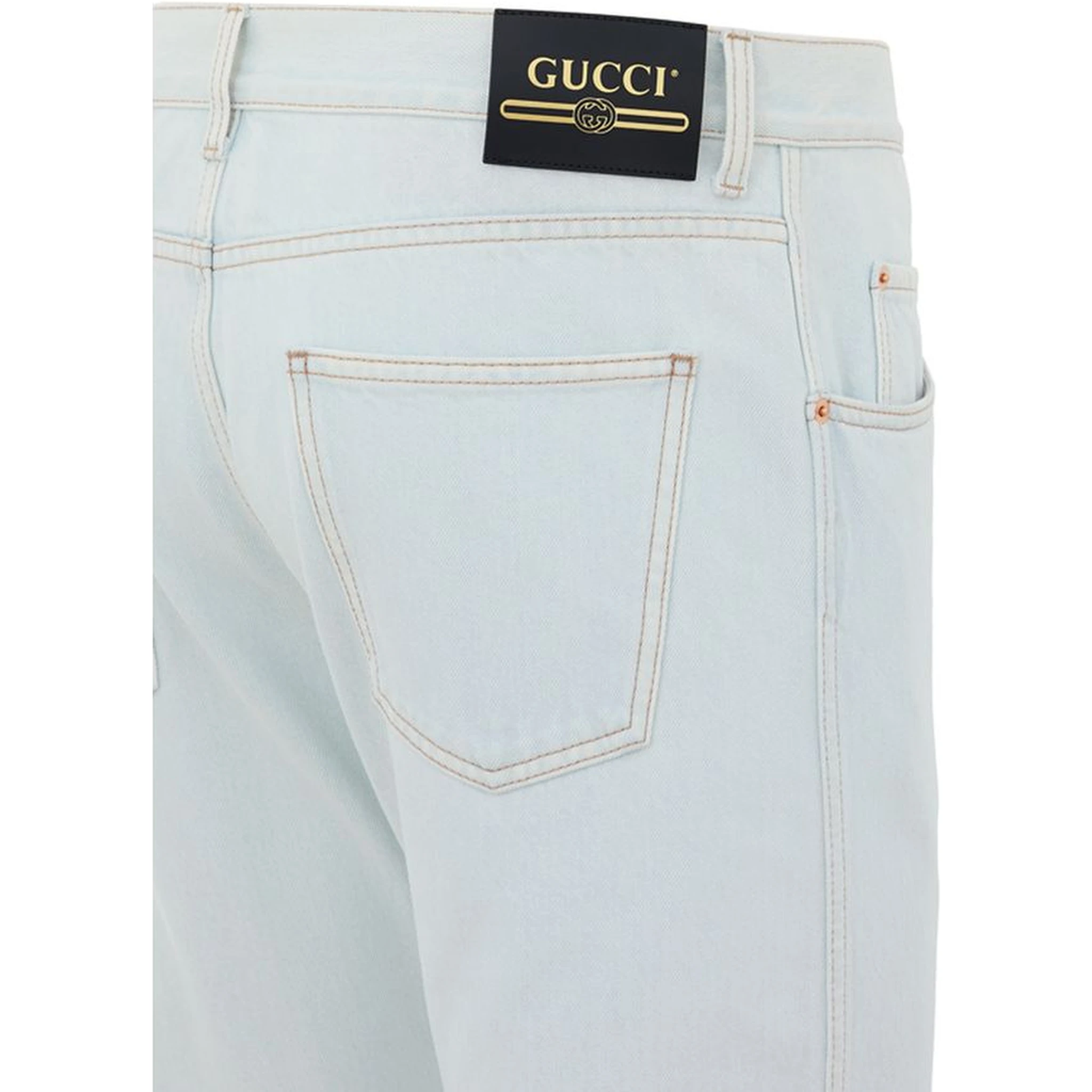 بنطلون جينز أزرق قطني بقصة مريحة