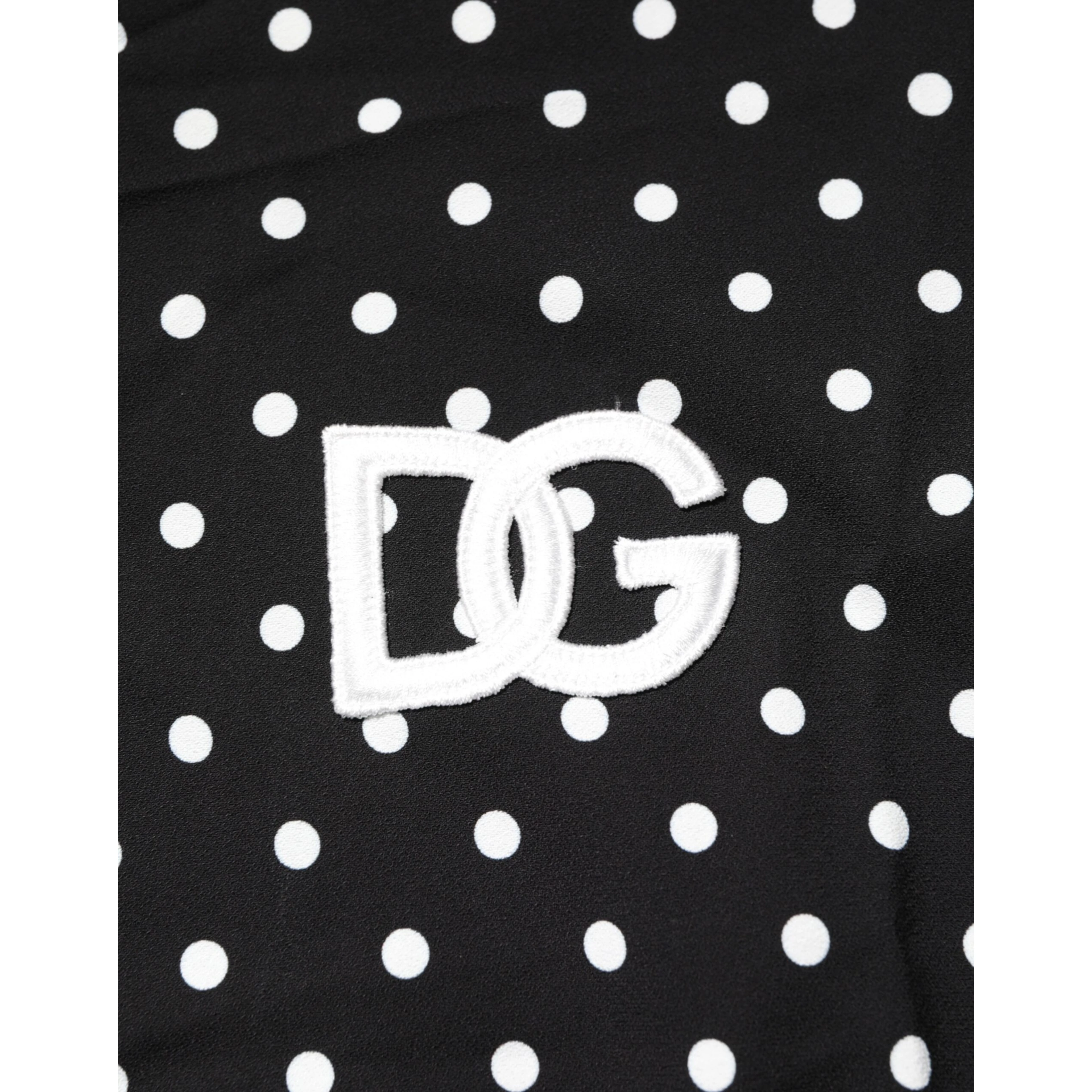 Black Polka Dot Short Sleeves Collared Polo T-shirt