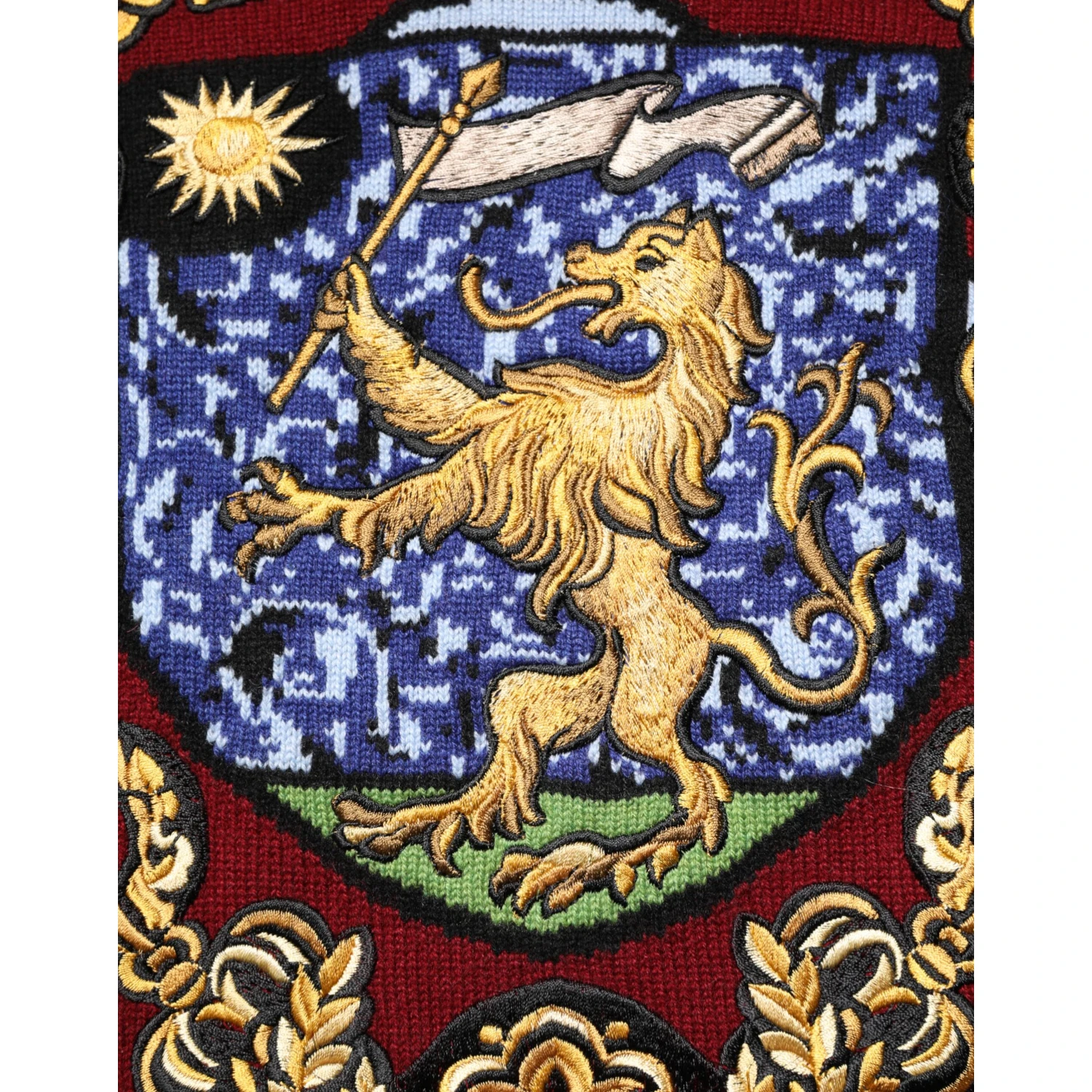 Burgundy Cashmere Lion Crest Pullover Sweater