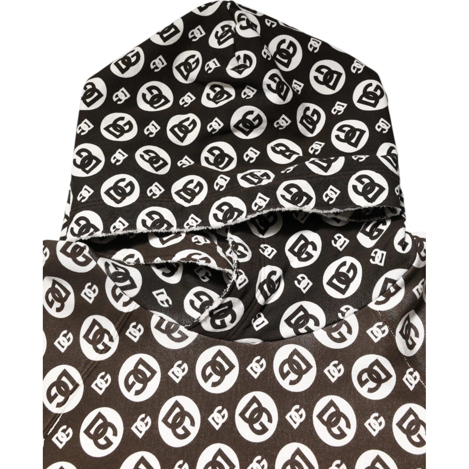 Brown White DG Logo Short Hoodie Sweater