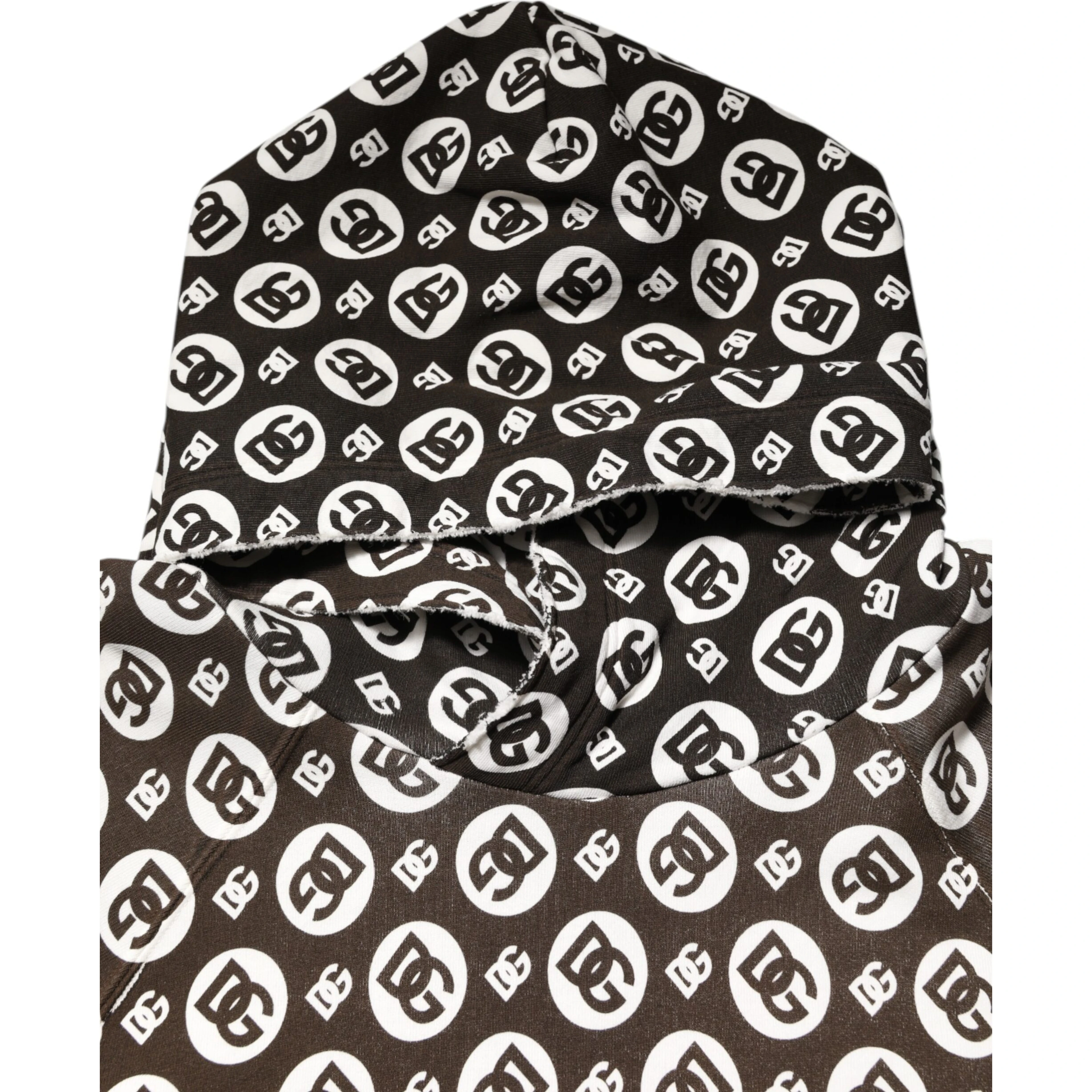 Brown White DG Logo Short Hoodie Sweater