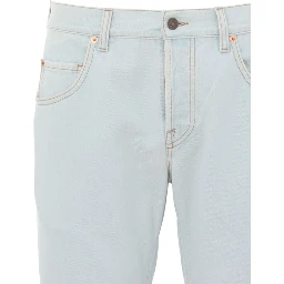 بنطلون جينز أزرق قطني بقصة مريحة