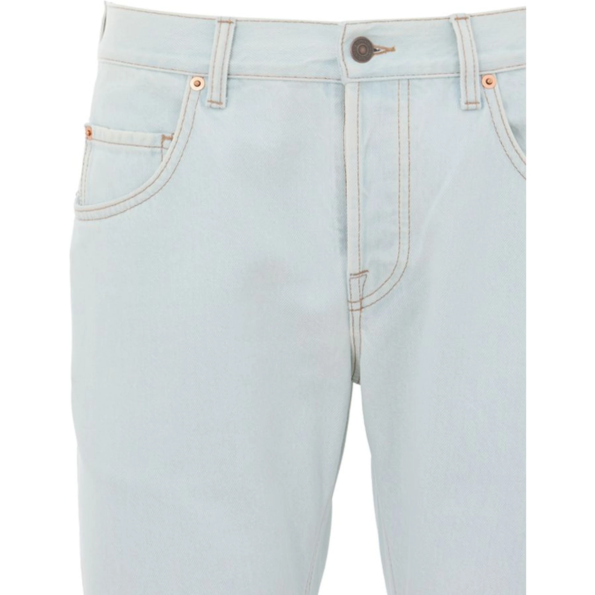 بنطلون جينز أزرق قطني بقصة مريحة