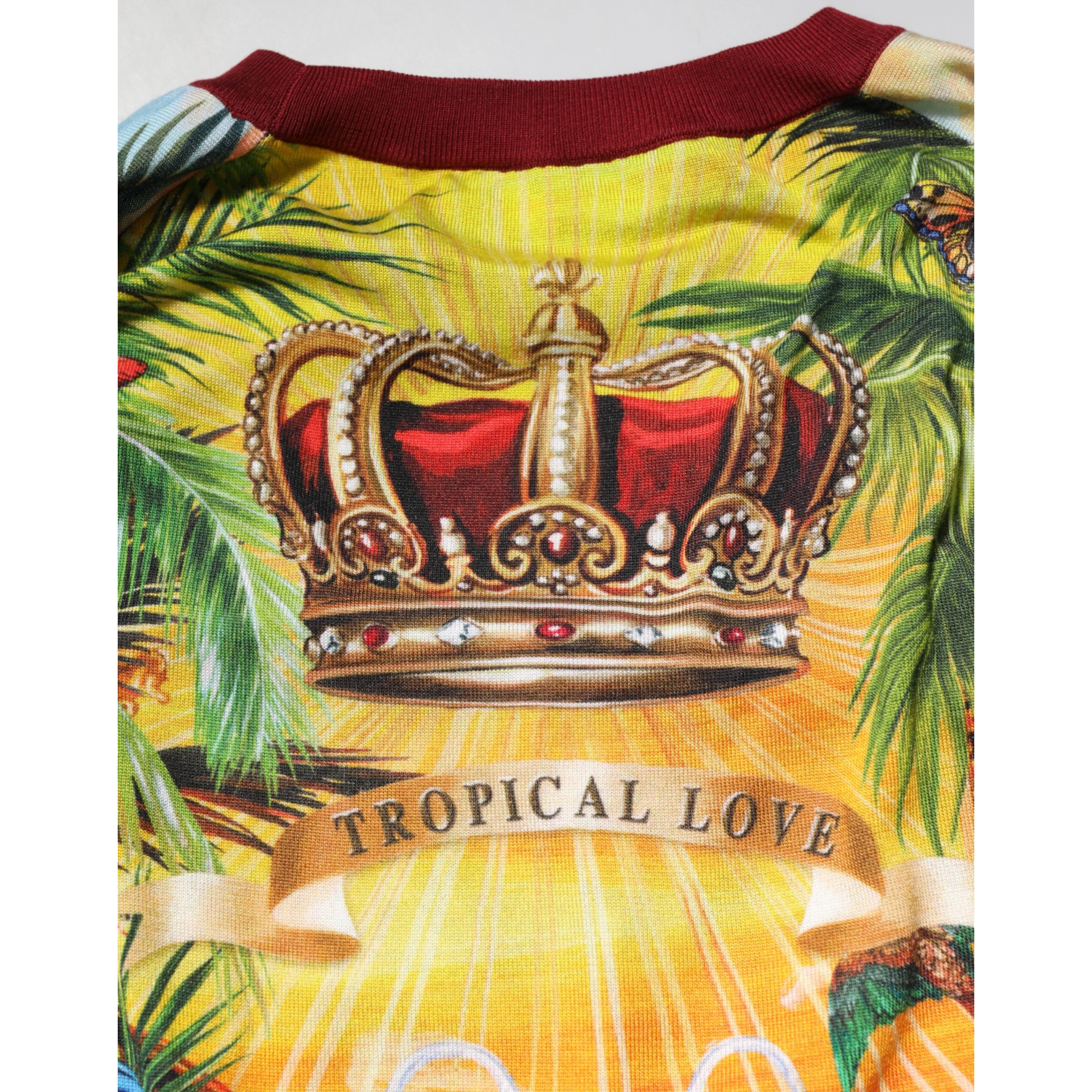 Tropical Heart Crown Silk Pullover Sweater