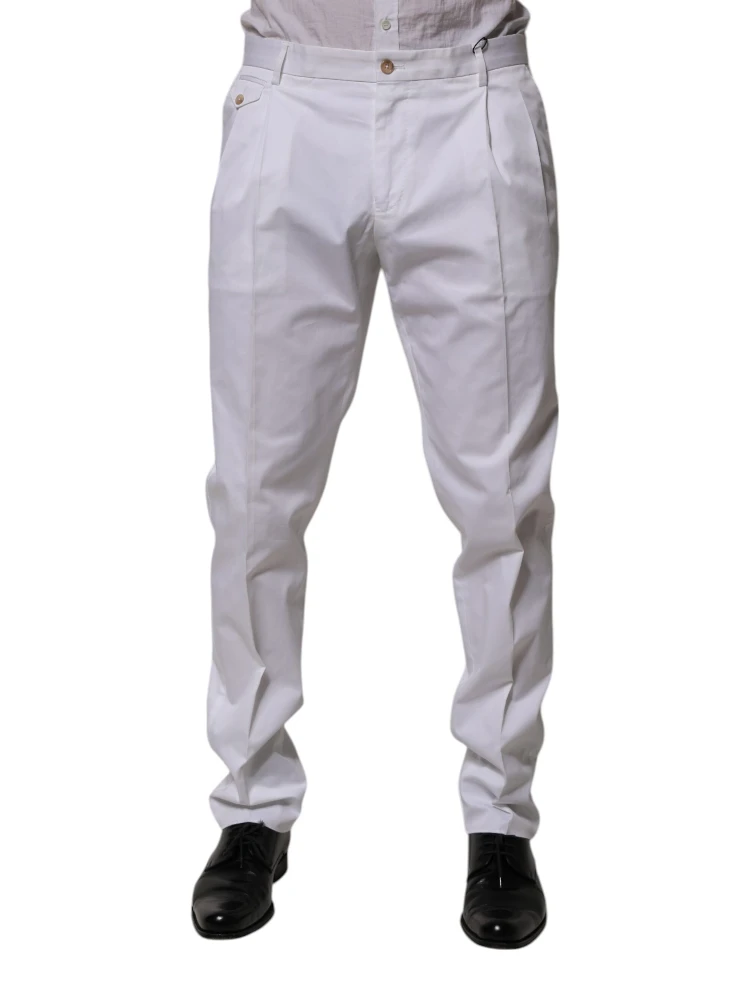White Cotton Dress Slim Formal Trouser Pants