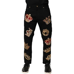 Black Baroque Royal Men Dress Trouser Pants
