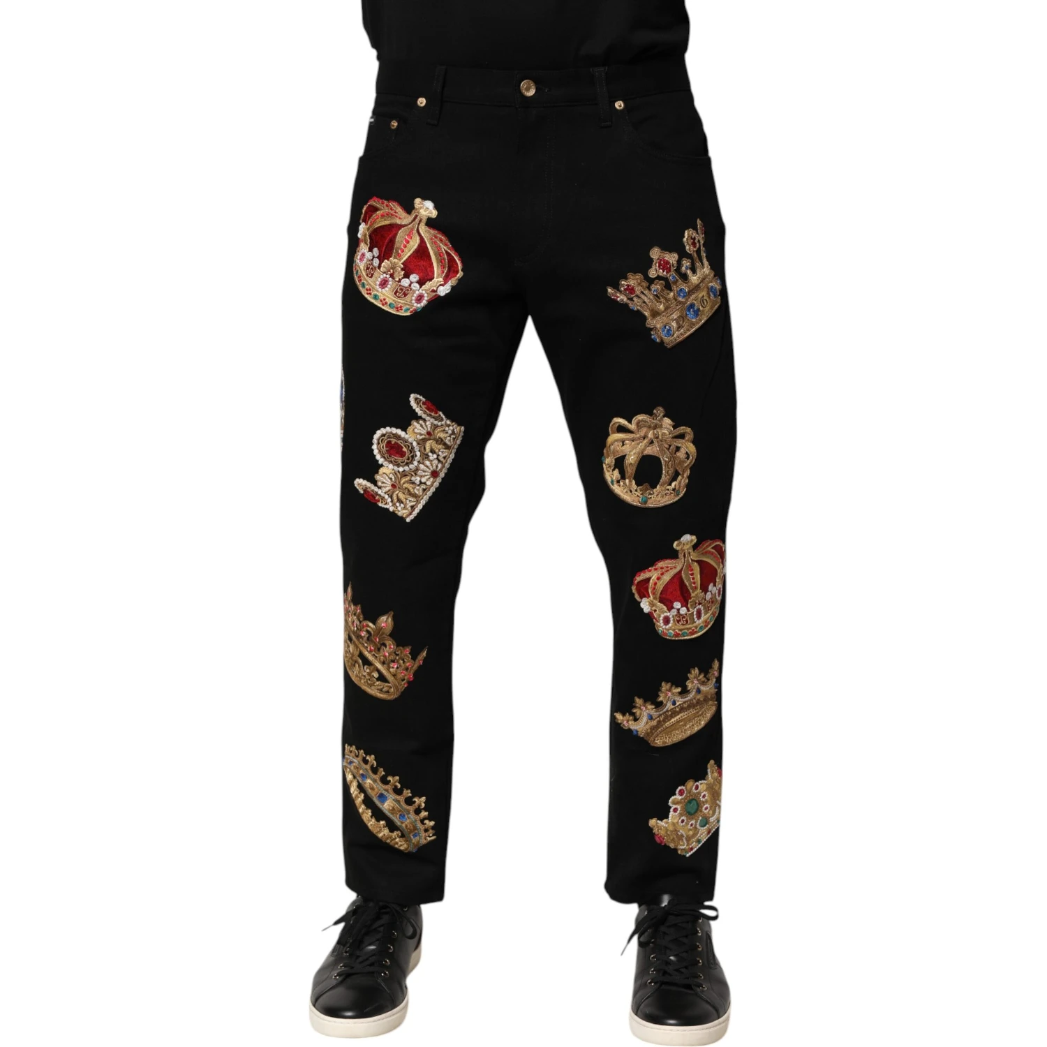 Black Baroque Royal Men Dress Trouser Pants