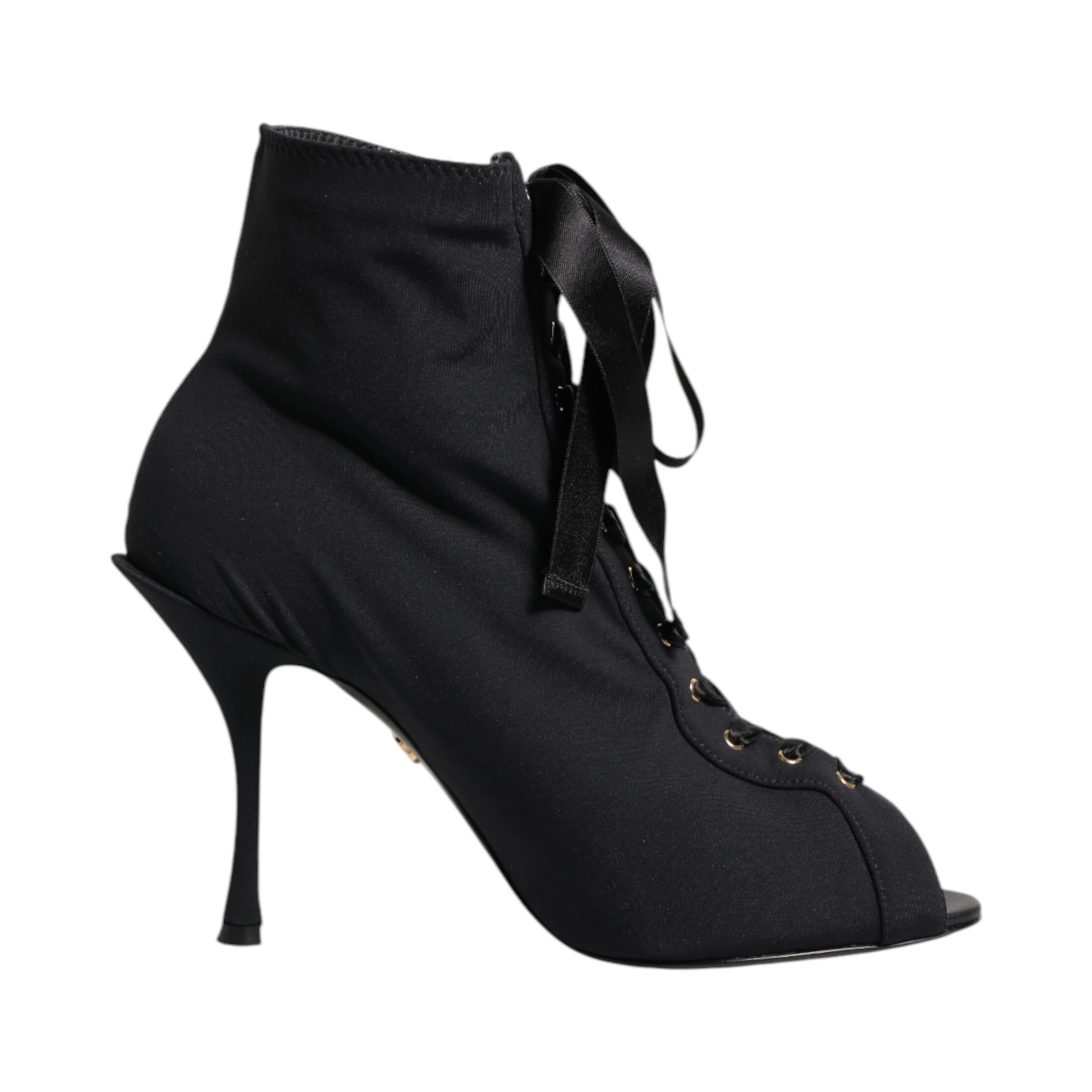 Black Stiletto Heels Lace Up Boots Shoes