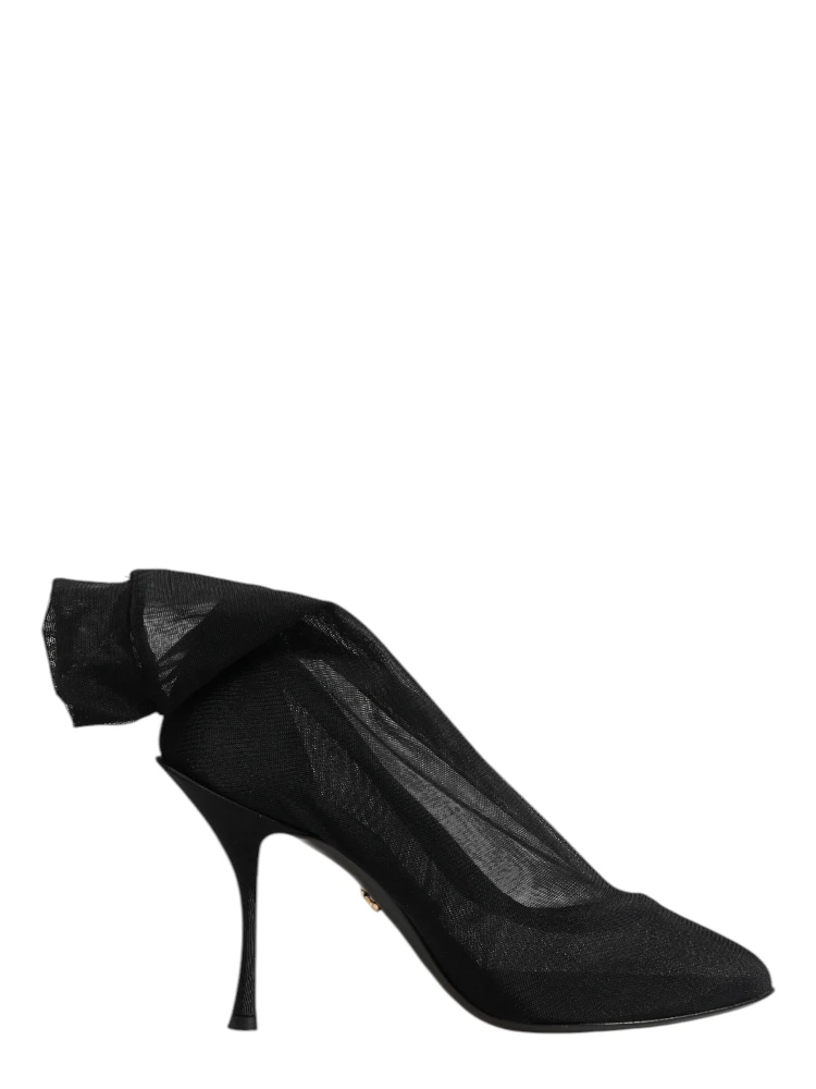Black Silk Stretch Mesh Sock Boots Shoes