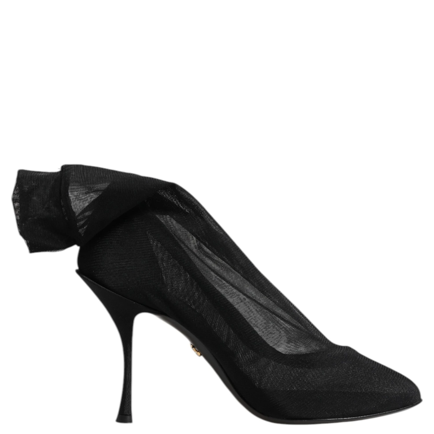 Black Silk Stretch Mesh Sock Boots Shoes
