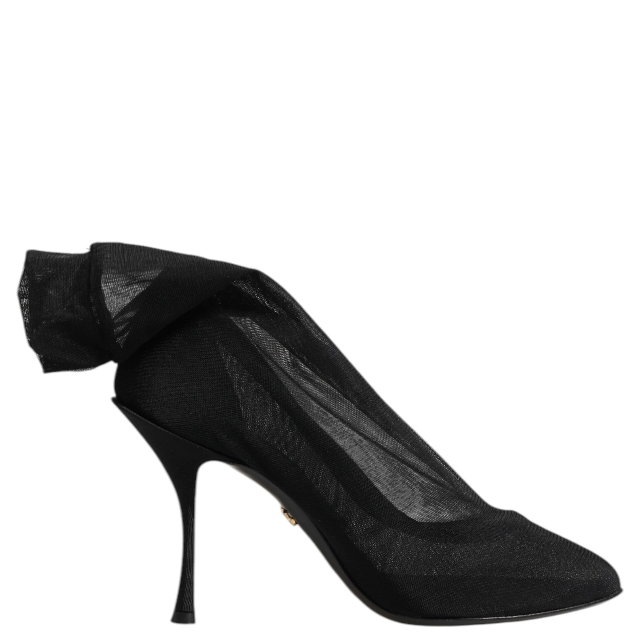 Black Silk Stretch Mesh Sock Boots Shoes