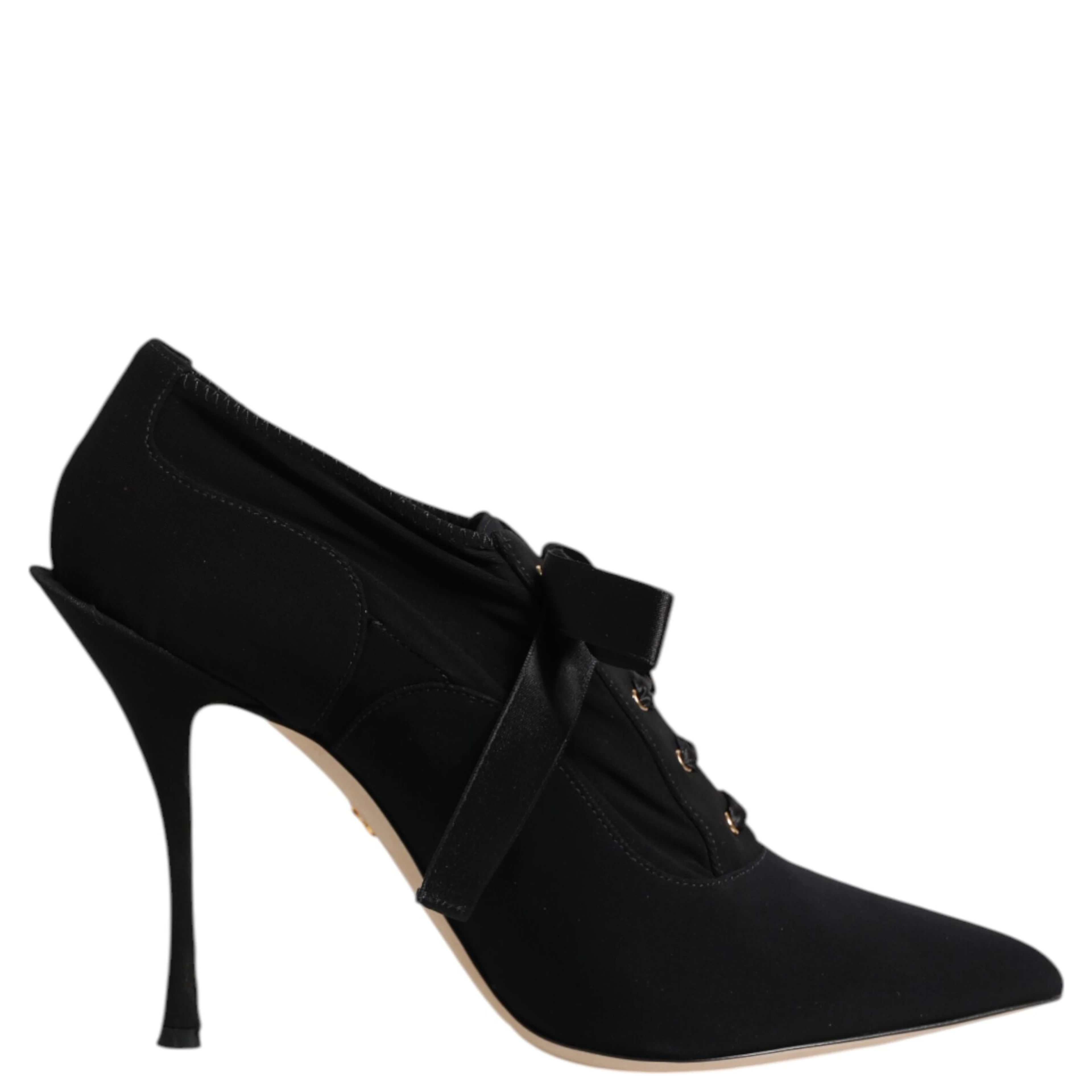 Black Lace Up Stiletto Heels Pumps Shoes