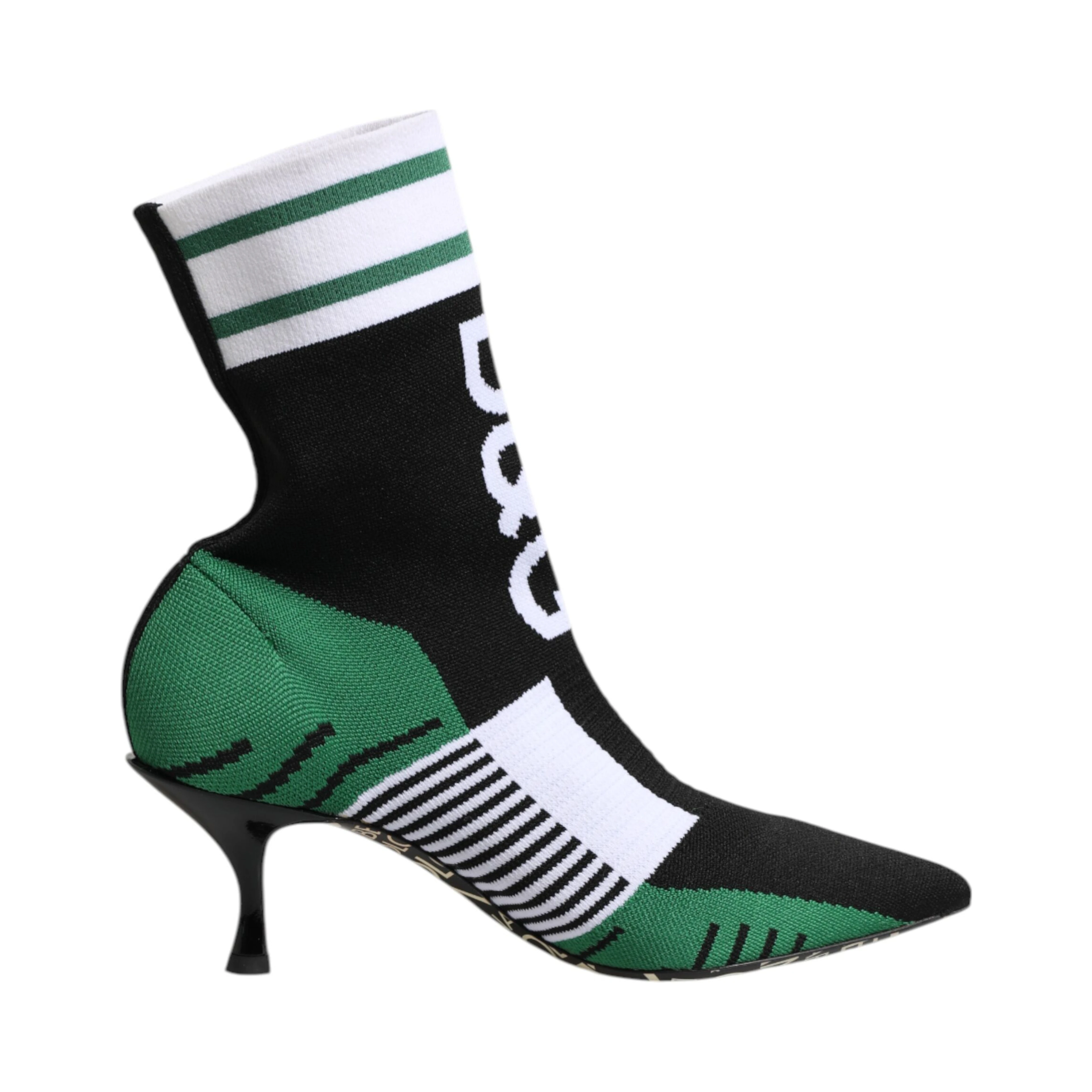 Green Stretch Sock Style Ankle Boots Shoes