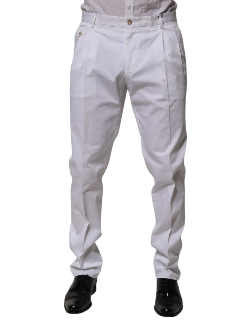 White Cotton Dress Slim Formal Trouser Pants