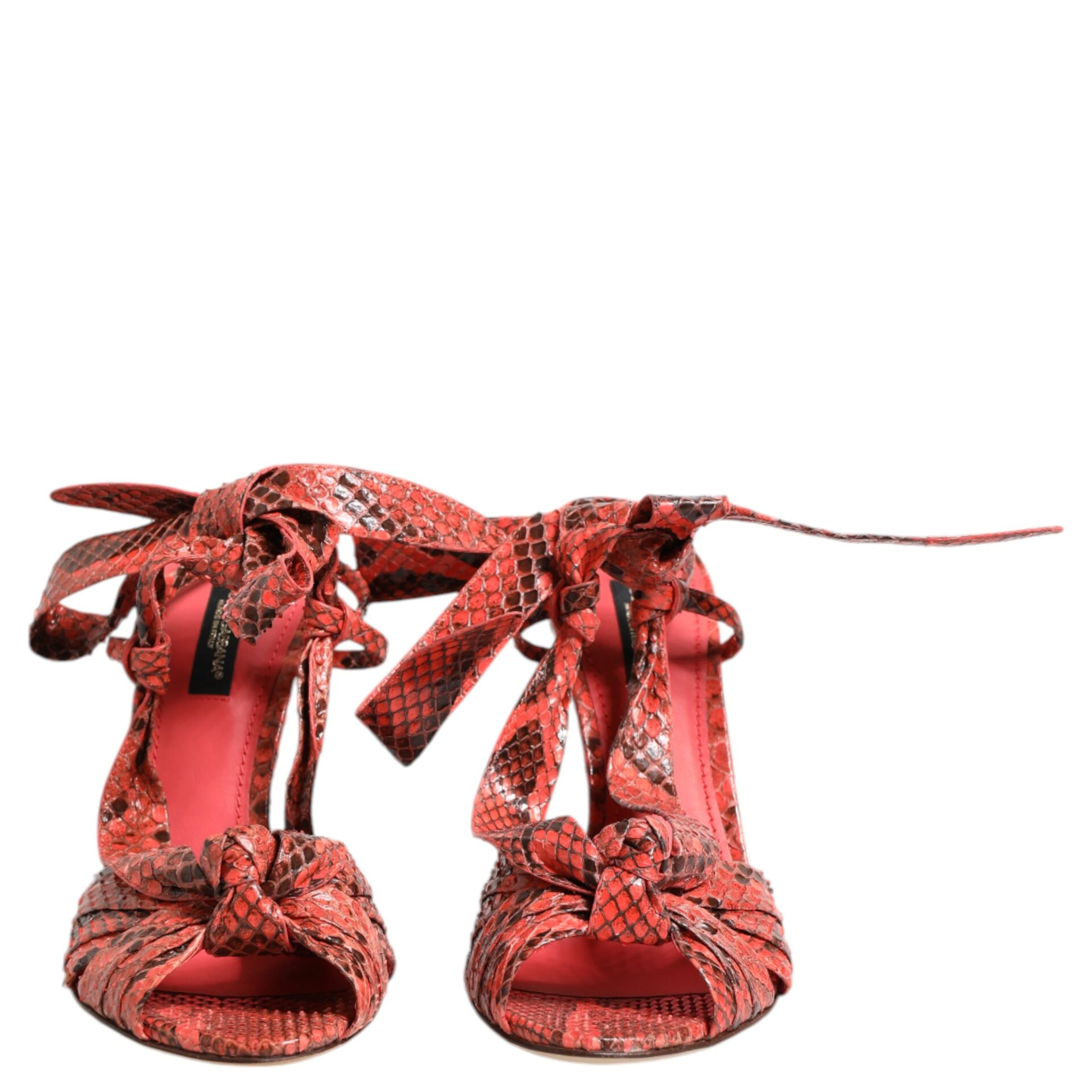 Coral Python Leather Heels Sandals Shoes