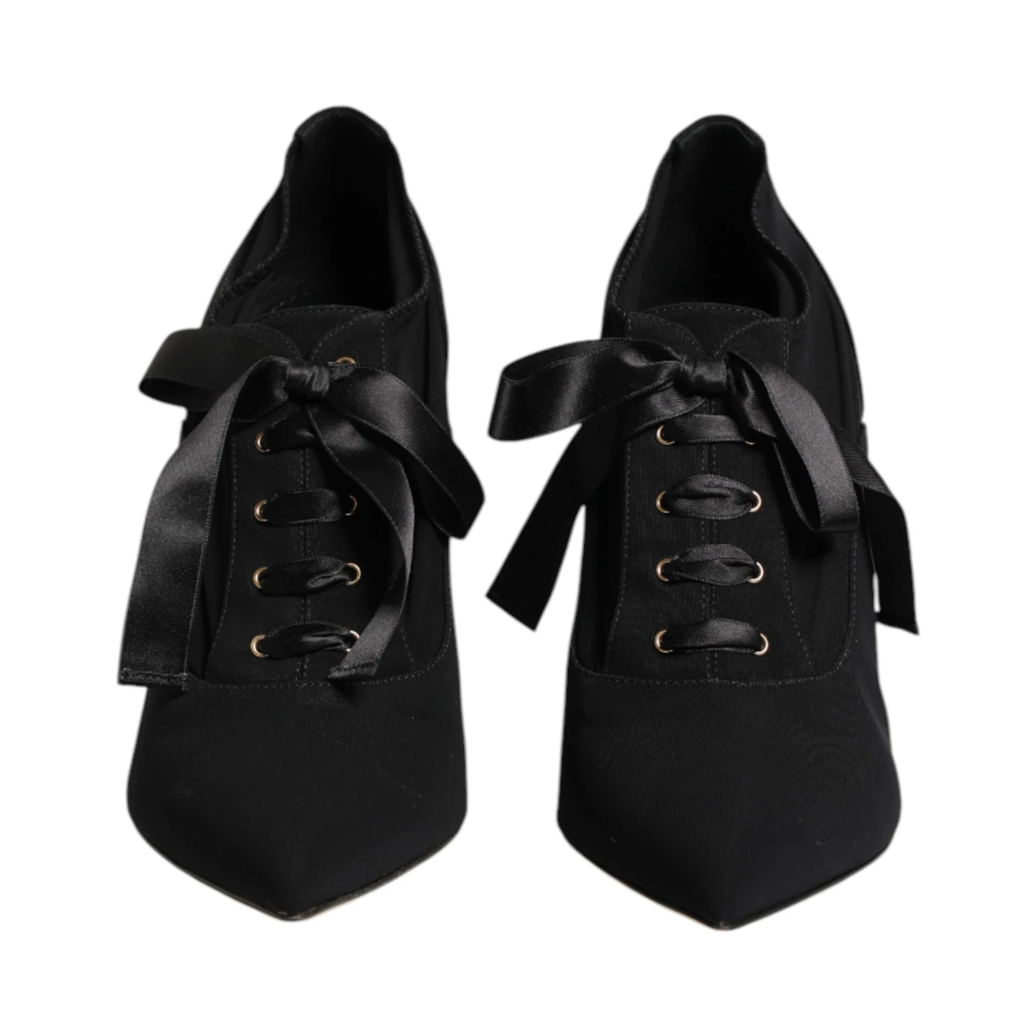 Black Lace Up Stiletto Heels Pumps Shoes