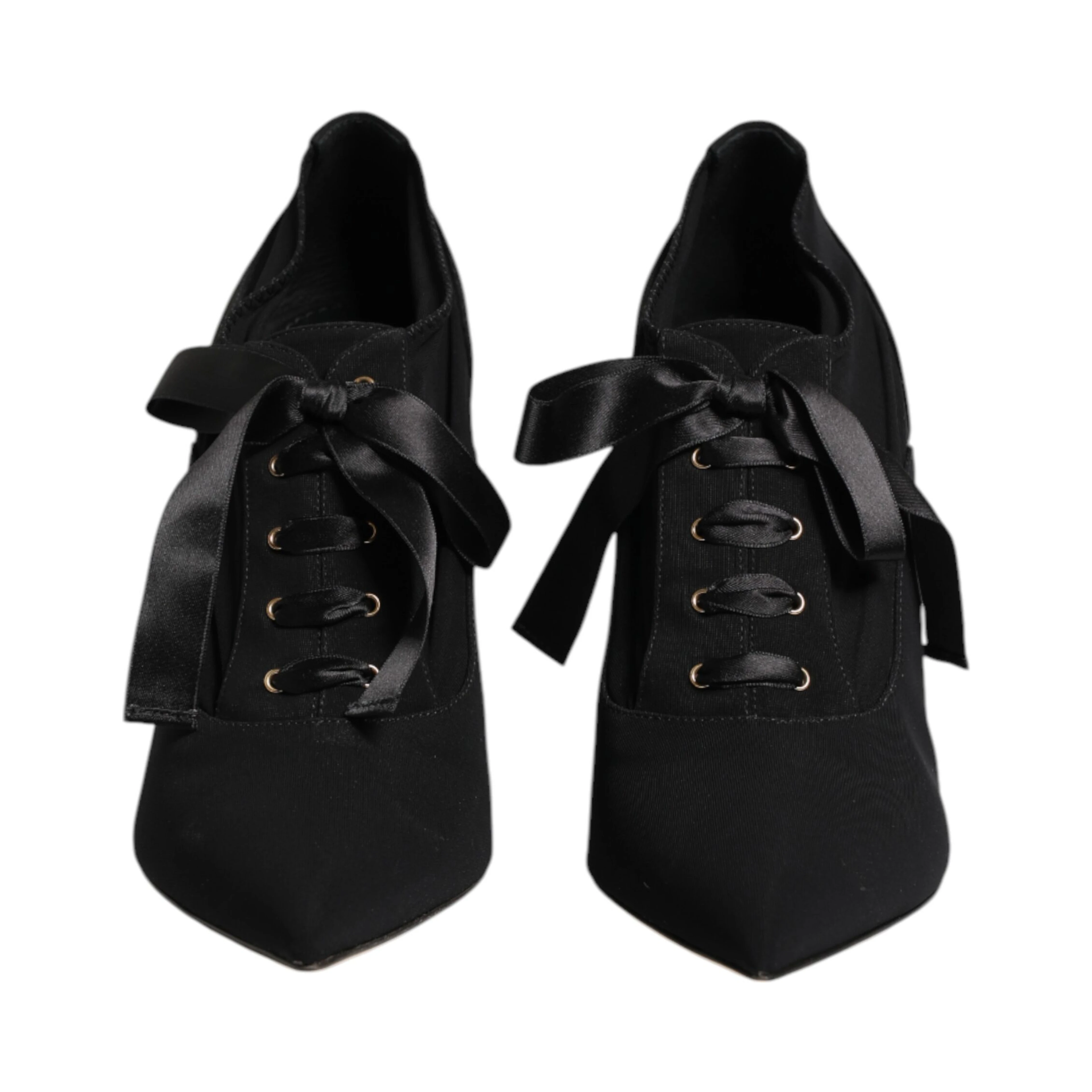 Black Lace Up Stiletto Heels Pumps Shoes