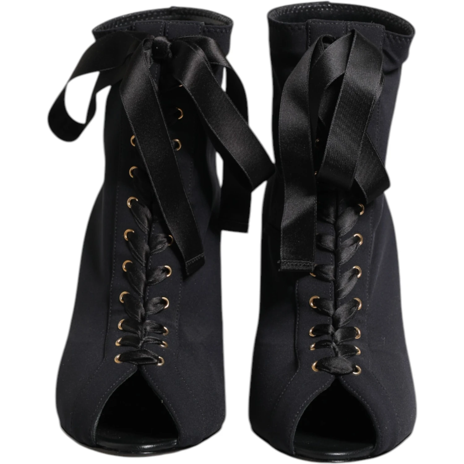 Black Stiletto Heels Lace Up Boots Shoes