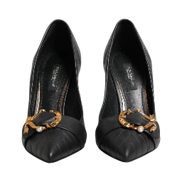 Black Devotion Leather Heels Pumps Shoes