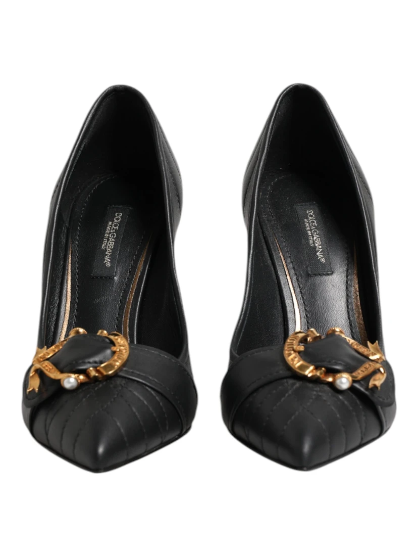 Black Devotion Leather Heels Pumps Shoes