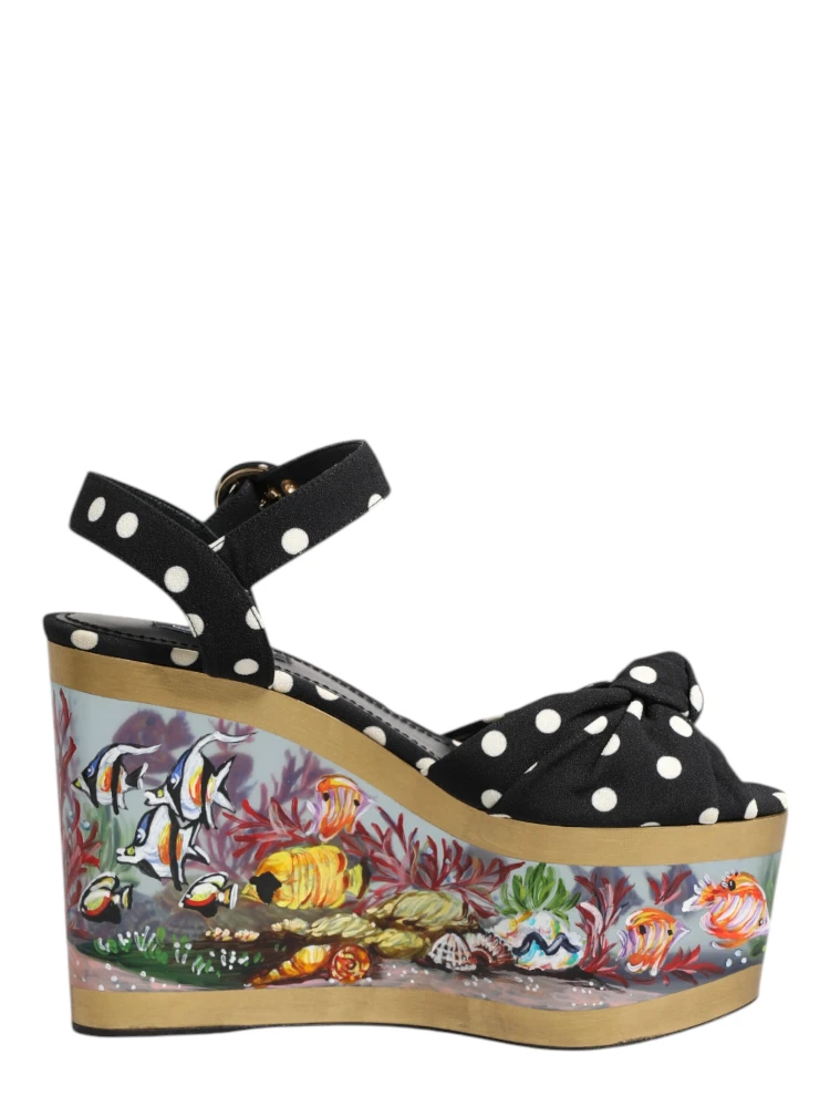 Multicolor Fish Polka Dot Wedge Sandals Shoes