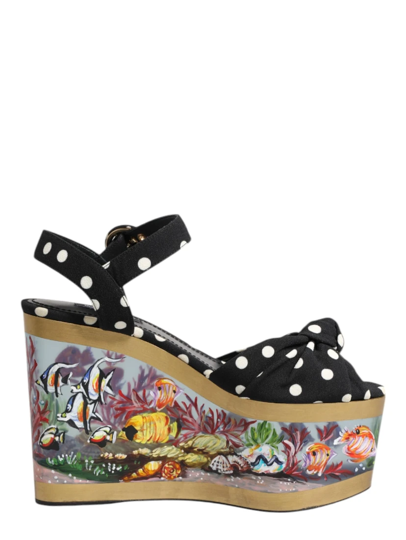 Multicolor Fish Polka Dot Wedge Sandals Shoes