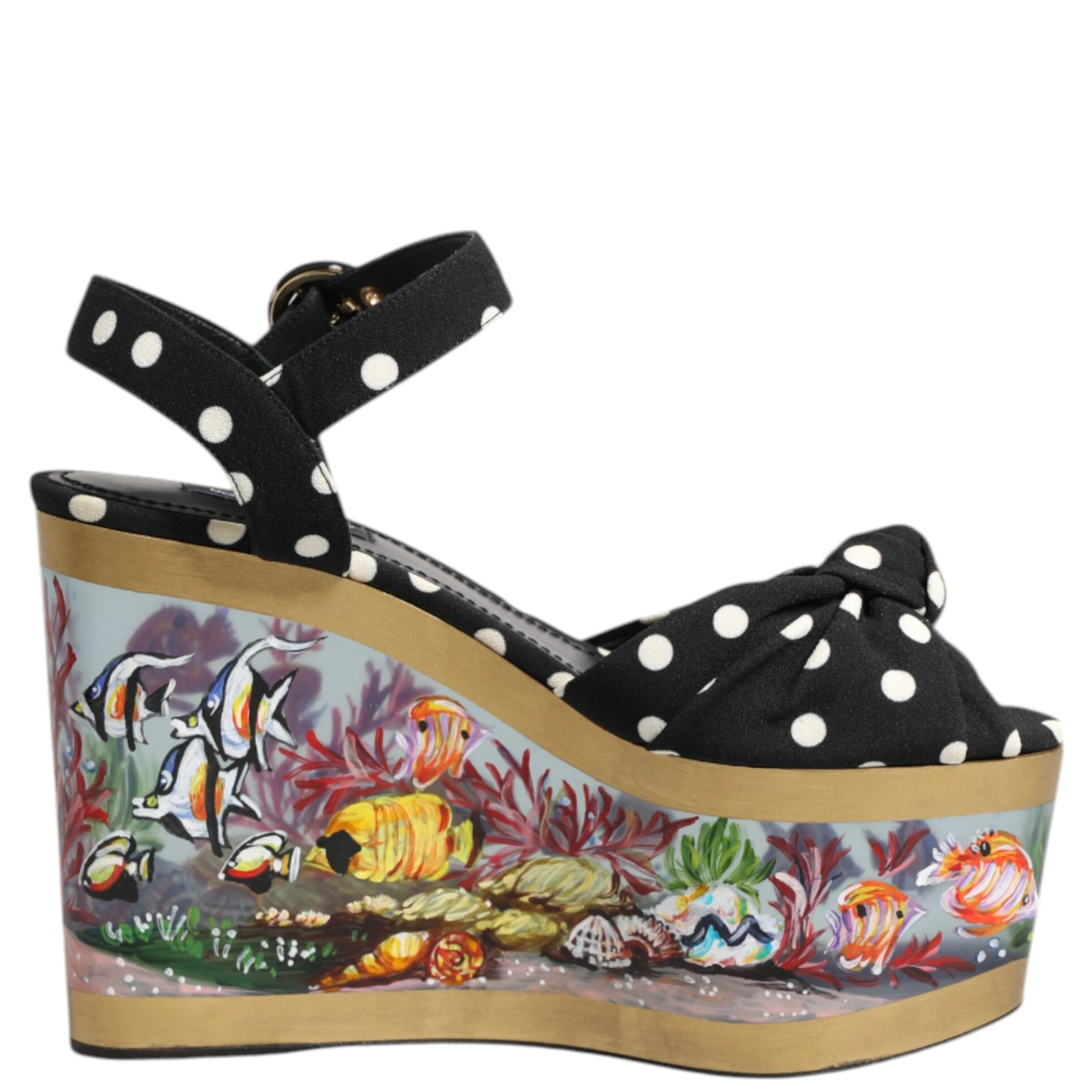 Multicolor Fish Polka Dot Wedge Sandals Shoes