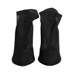 Black Silk Stretch Mesh Sock Boots Shoes