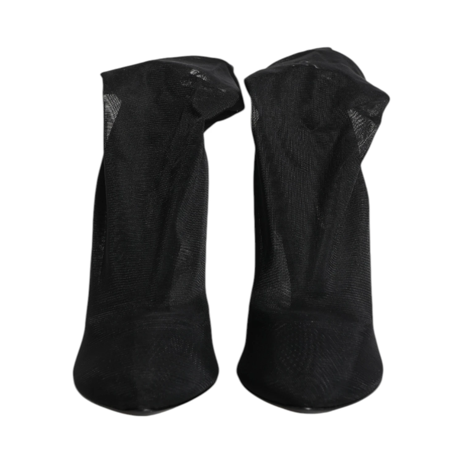 Black Silk Stretch Mesh Sock Boots Shoes