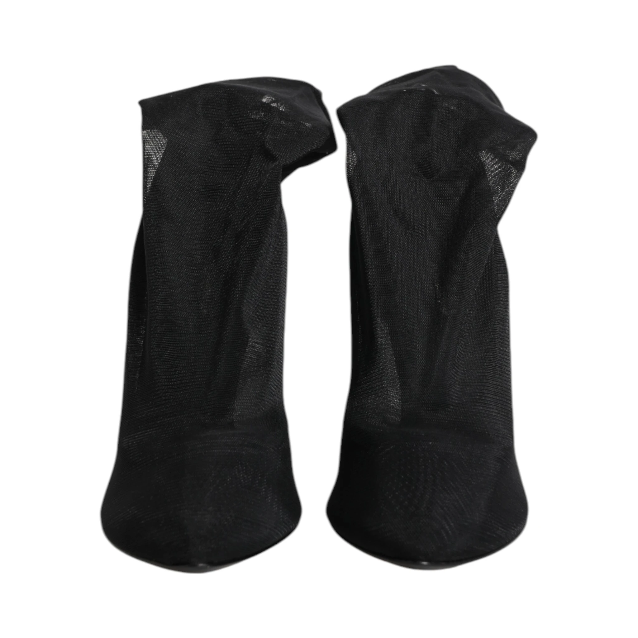 Black Silk Stretch Mesh Sock Boots Shoes