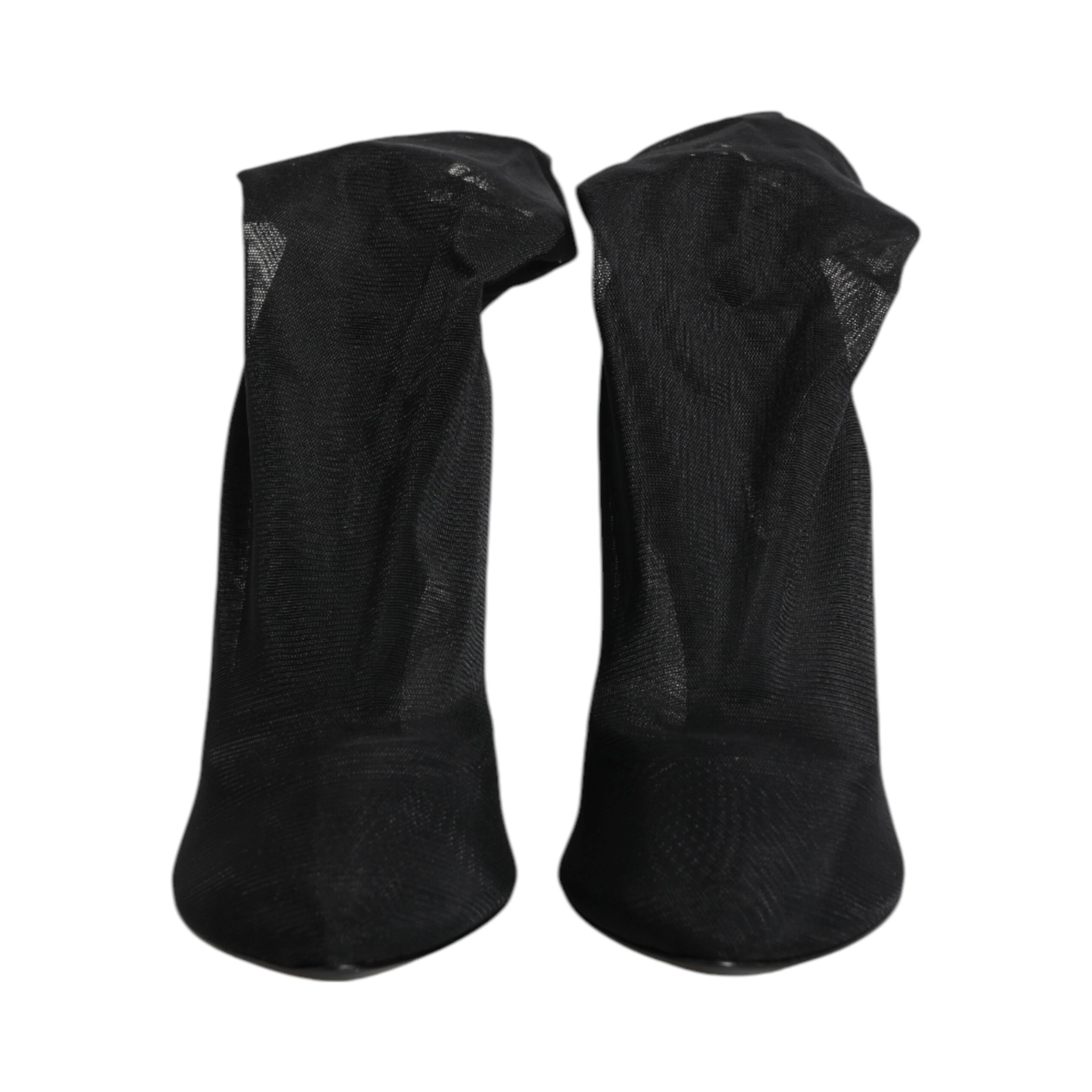 Black Silk Stretch Mesh Sock Boots Shoes