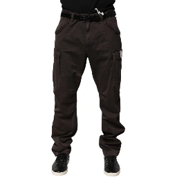 Brown Cotton Stretch Cargo Men Trouser Pants