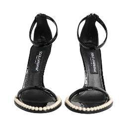 Black KEIRA Pearl Embellished Sandals Shoes
